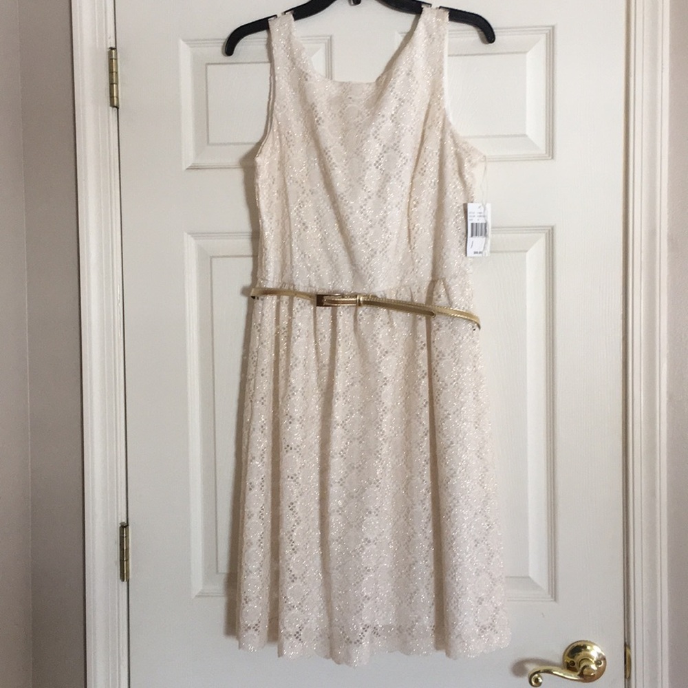 NWT white and gold lace dress
